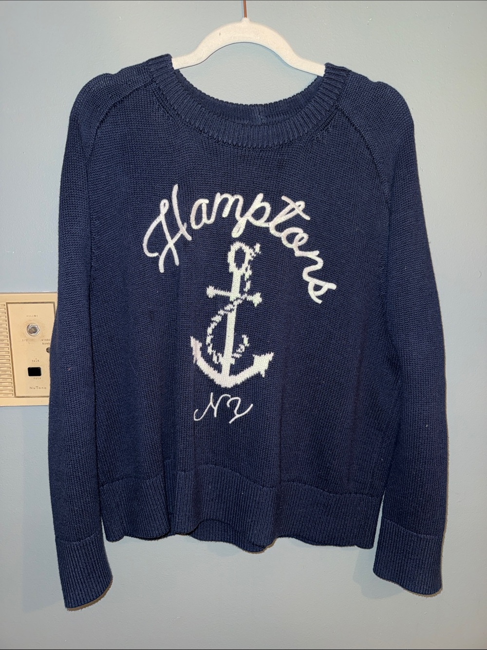 Abercrombie & Fitch Navy Hampton NY Anchor Knit Sweater